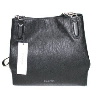 Calvin Klein Elaine Tote In Black Faux Leather NWT